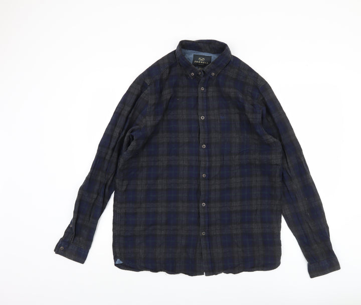 Farrell Men's Blue Plaid Long Sleeve Shirt Size L