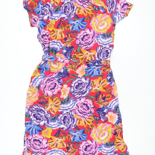 Next Women's Multicoloured Floral Belted Shirt Dress - Size 10