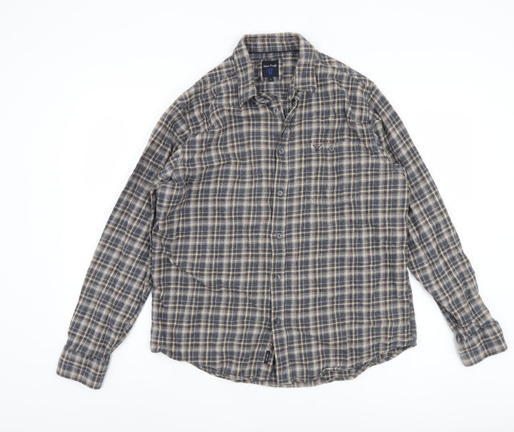 James Pringle Men's Grey Check L Shirt, Long Sleeve, Cotton