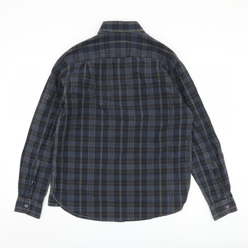 Manitoway Men's Blue Plaid Button-Up Shirt Medium 39"-42"