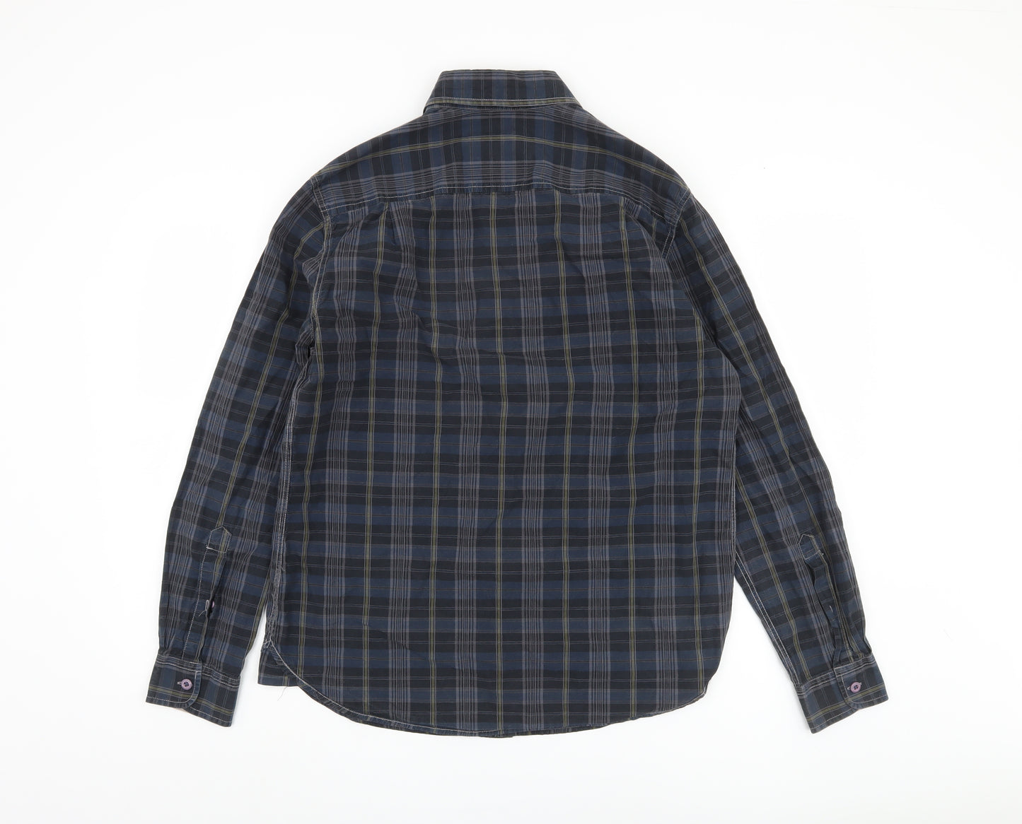 Manitoway Men's Blue Plaid Button-Up Shirt Medium 39"-42"