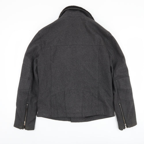 H&M Men's Grey Biker Jacket - M, Stylish Autumn Wear