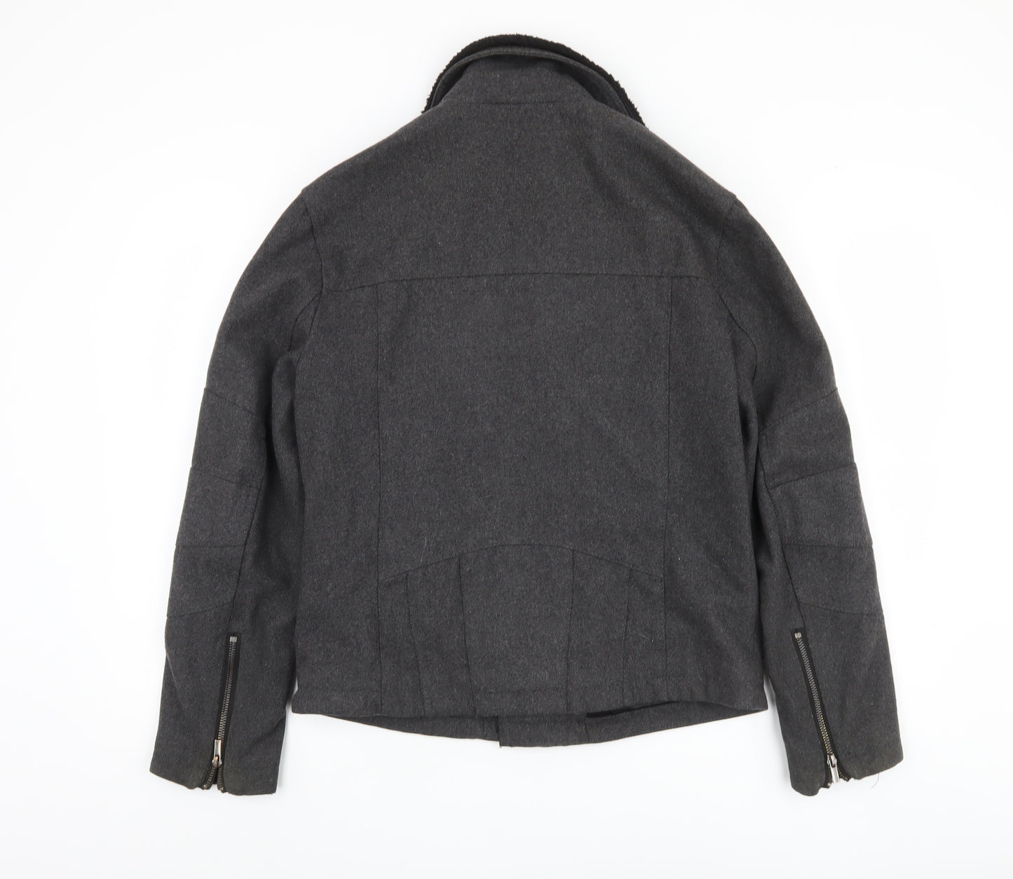 H&M Men's Grey Biker Jacket - M, Stylish Autumn Wear
