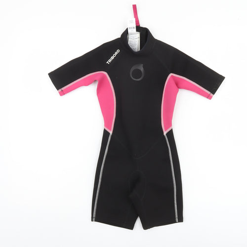 Tribord Girls Wetsuit 8 Years Black Pink Neoprene Short Sleeve