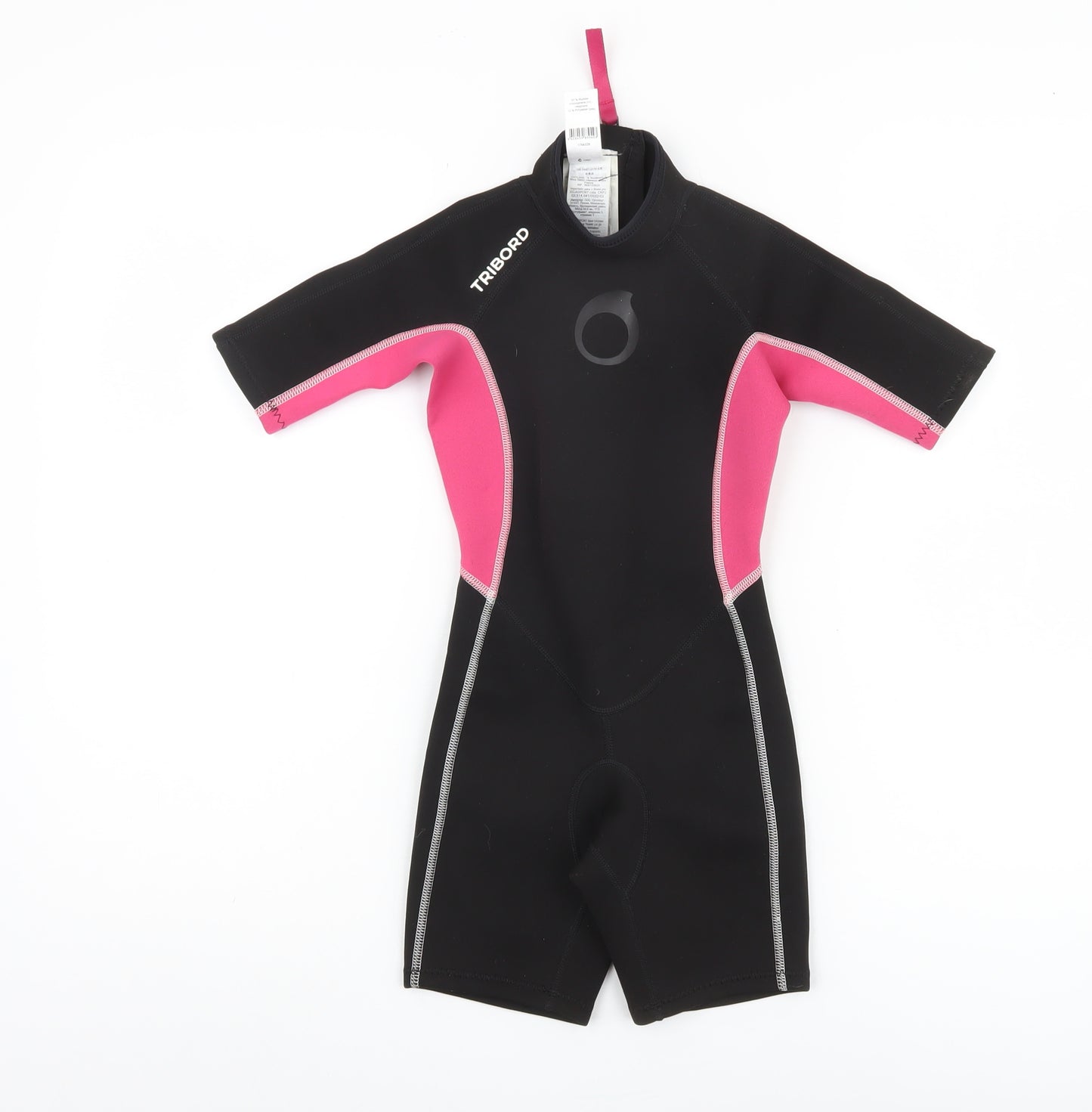 Tribord Girls Wetsuit 8 Years Black Pink Neoprene Short Sleeve