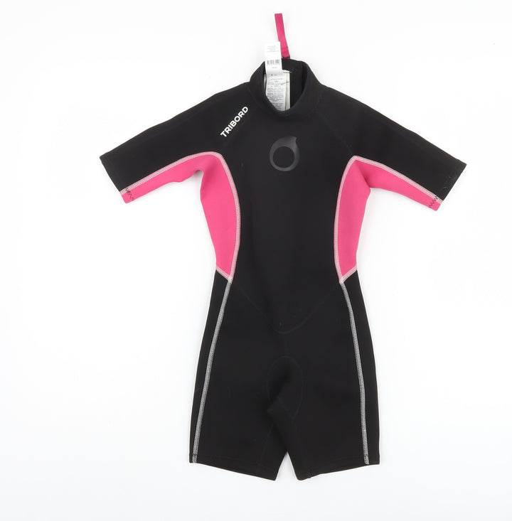 Tribord Girls Wetsuit 8 Years Black Pink Neoprene Short Sleeve