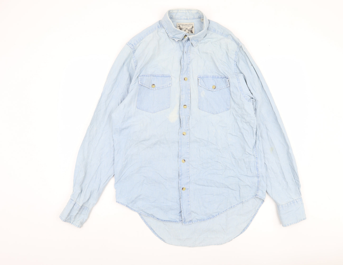 Peter Christian Men's Blue Medium Button-Up Shirt