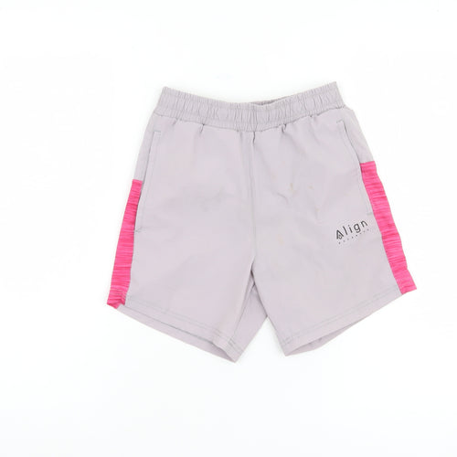 Align Girls Grey & Pink Shorts, Size 10-11, Elastic Waist