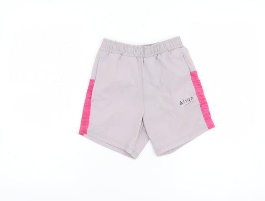 Align Girls Grey & Pink Shorts, Size 10-11, Elastic Waist