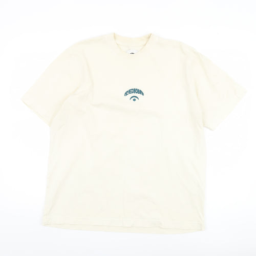 AEME Men’s Beige Art Graphic Short Sleeve Tee - M