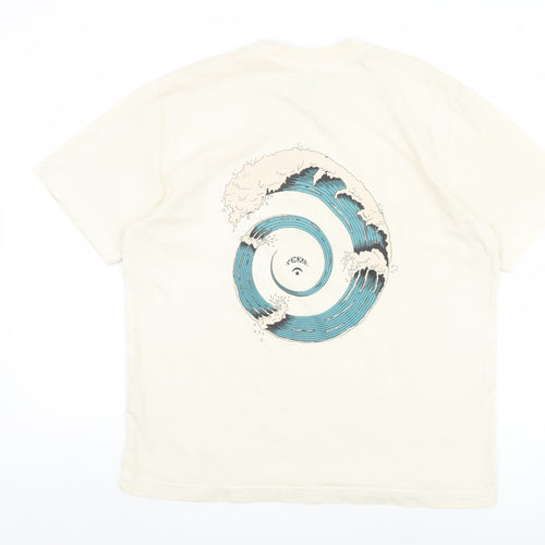 AEME Men’s Beige Art Graphic Short Sleeve Tee - M