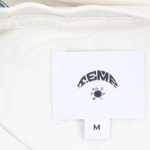 AEME Men’s Beige Art Graphic Short Sleeve Tee - M