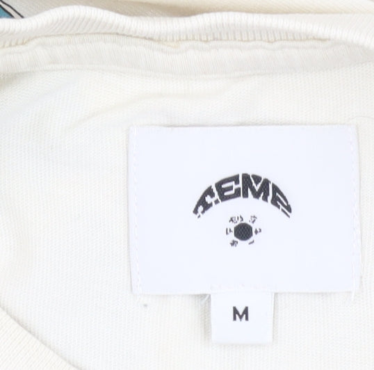 AEME Men’s Beige Art Graphic Short Sleeve Tee - M