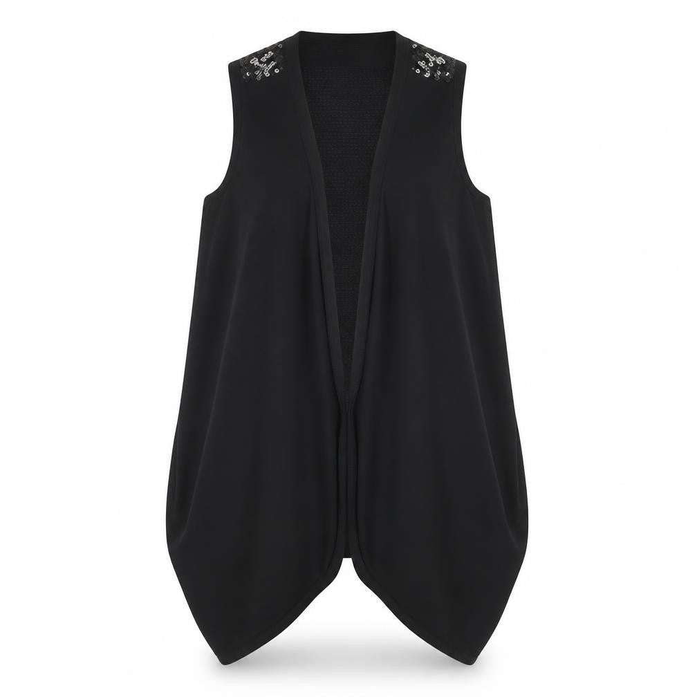 Front view of Joseph Ribkoff Women's Black Sequin Tank, size 10