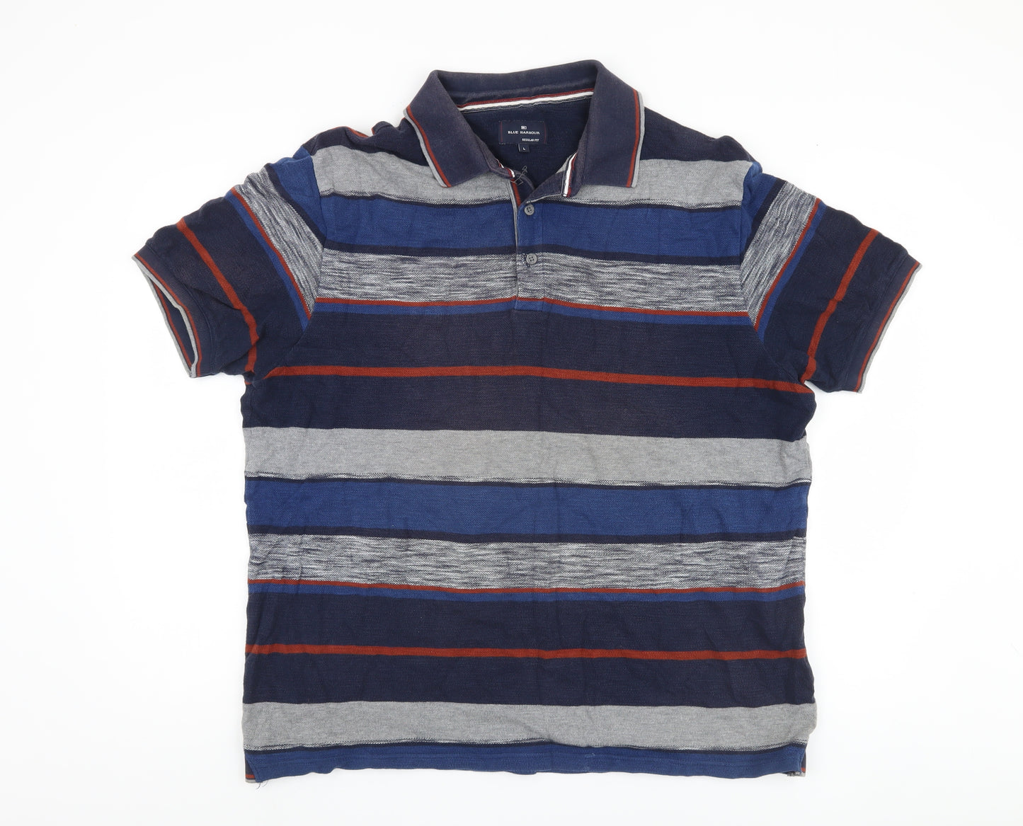 Blue Harbour Men's L Multicoloured Striped Polo