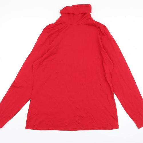 Land's End Red High Neck Blouse, Women, Size L