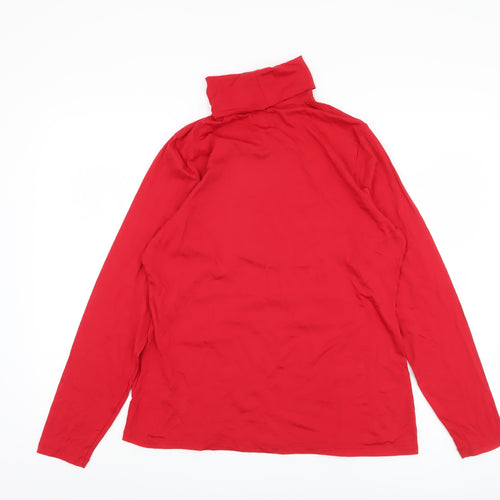 Land's End Red High Neck Blouse, Women, Size L