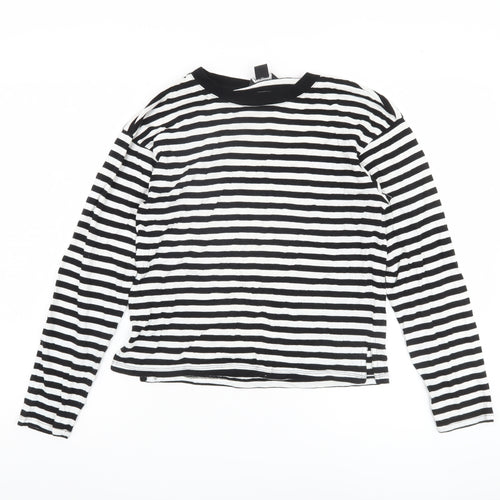 Monki Women's Black Striped T-Shirt, Size 2XS