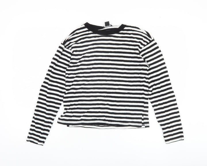 Monki Women's Black Striped T-Shirt, Size 2XS