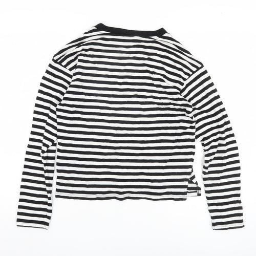 Monki Women's Black Striped T-Shirt, Size 2XS