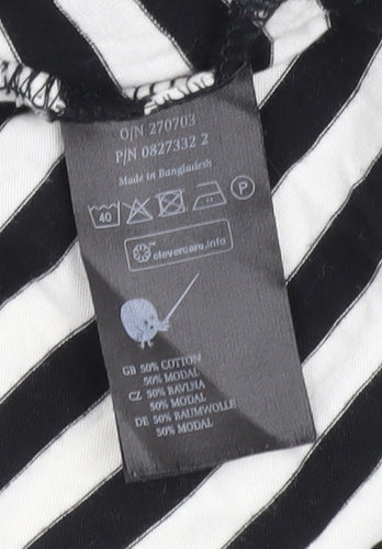 Monki Women's Black Striped T-Shirt, Size 2XS