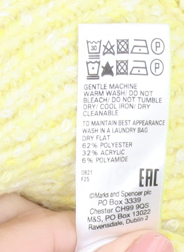 Marks and Spencer Women's Yellow High Neck Jumper, M