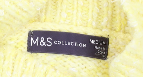 Marks and Spencer Women's Yellow High Neck Jumper, M