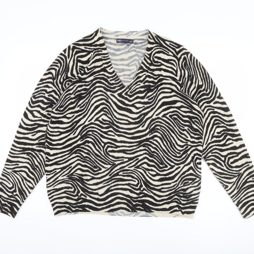 Marks and Spencer Women's Zebra V-Neck Pullover Jumper L