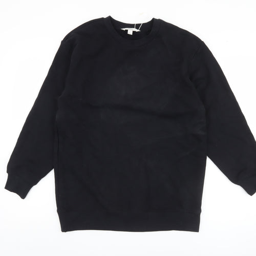 Marks & Spencer Black Unisex Sweatshirt S, Pullover Casual