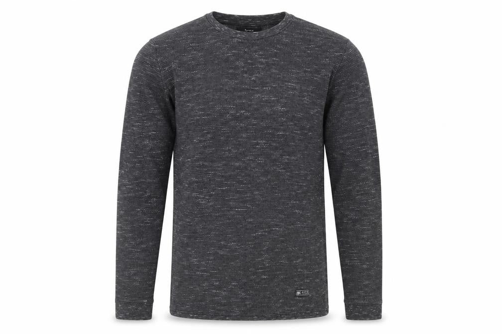 Bershka Men's Grey Long Sleeve Knit T-Shirt M