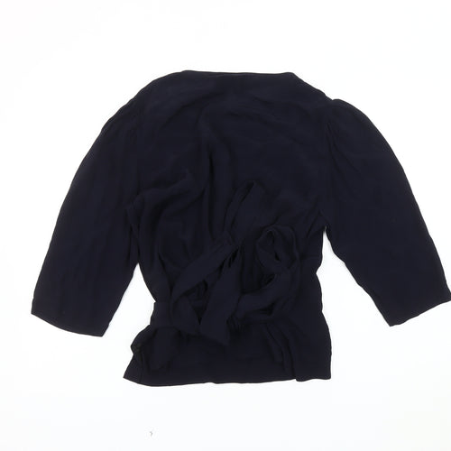 Editor's Cut Women's Black Wrap Blouse, Size 12, V-Neck Chic