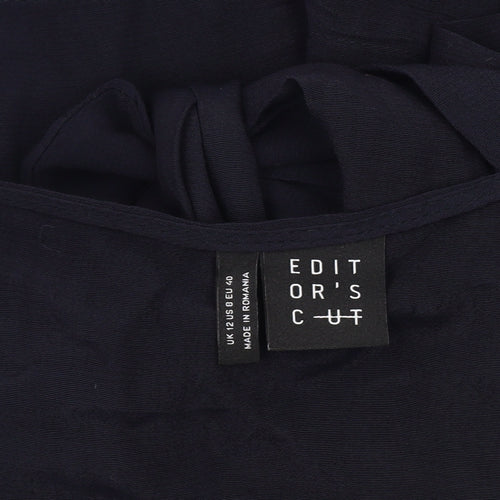 Editor's Cut Women's Black Wrap Blouse, Size 12, V-Neck Chic