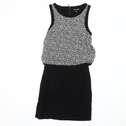 Warehouse Women's Black Animal Print Blouson Dress UK 6