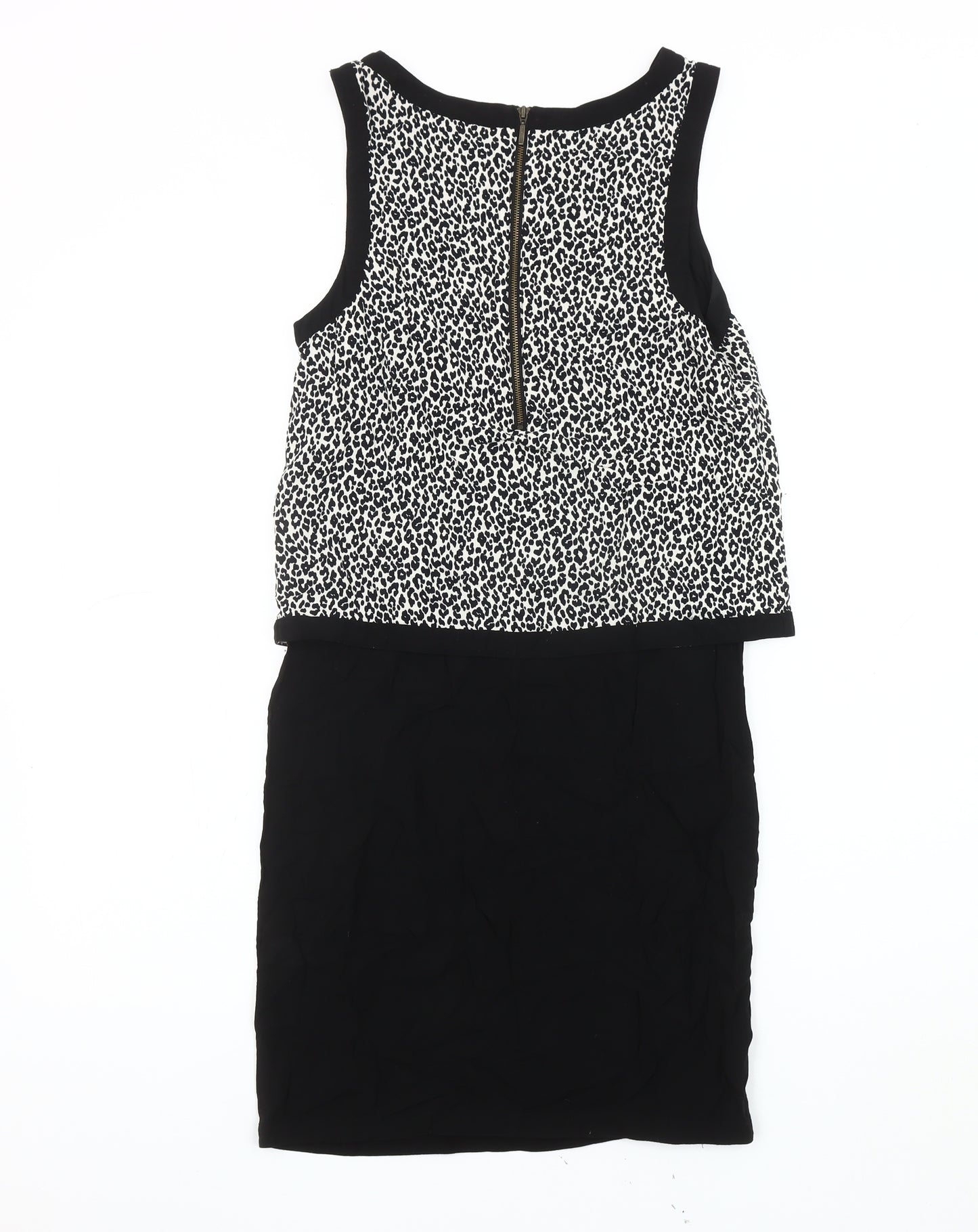 Warehouse Women's Black Animal Print Blouson Dress UK 6