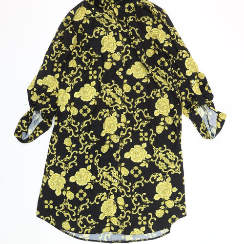 Select Women's Black Floral Shirt Dress Size 12