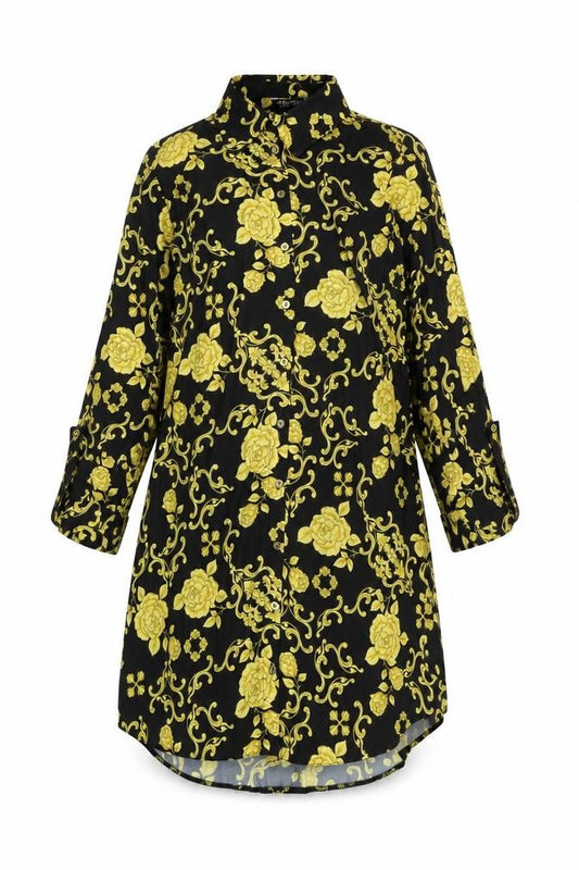 Front view of Select Women's Black Floral Shirt Dress, size 12