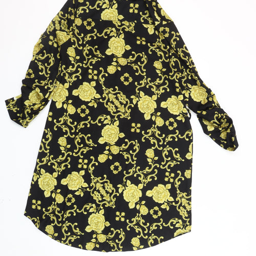 Select Women's Black Floral Shirt Dress Size 12