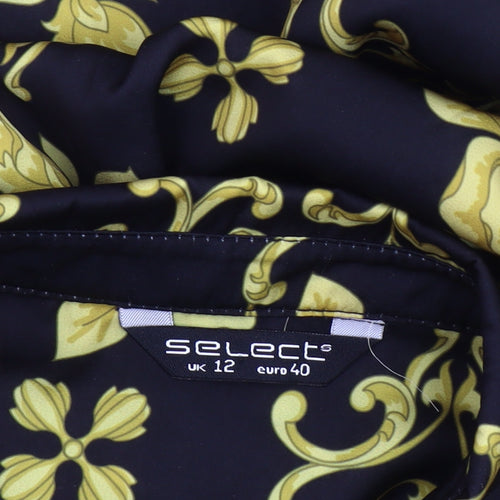 Select Women's Black Floral Shirt Dress Size 12