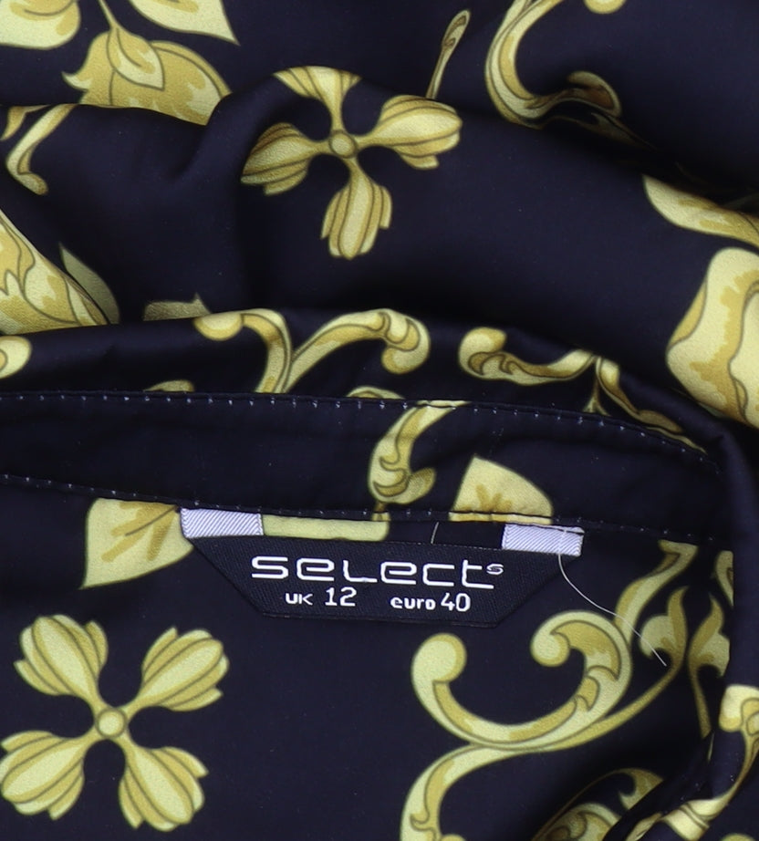 Select Women's Black Floral Shirt Dress Size 12