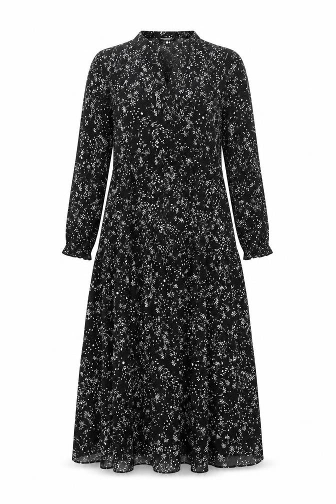 Front view of Zara Women's Black Floral Maxi Dress, size S