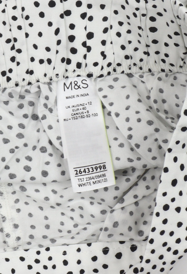 Marks and Spencer Women's White Polka Dot Shorts