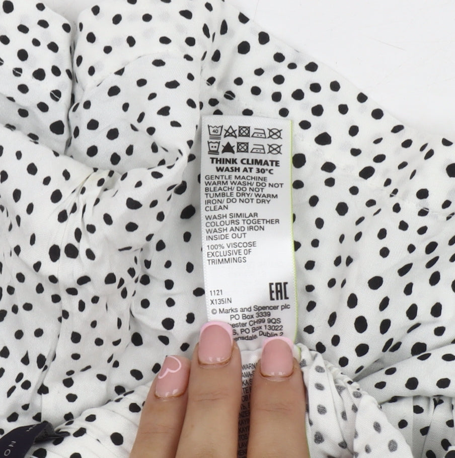 Marks and Spencer Women's White Polka Dot Shorts