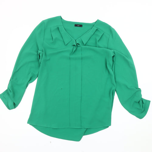 M&Co Women's Green V-Neck Blouse Size 12