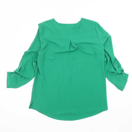 M&Co Women's Green V-Neck Blouse Size 12