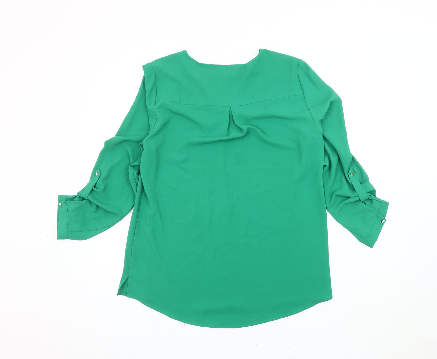 M&Co Women's Green V-Neck Blouse Size 12