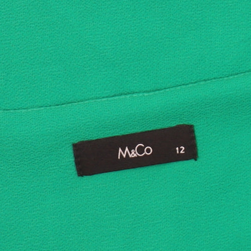 M&Co Women's Green V-Neck Blouse Size 12