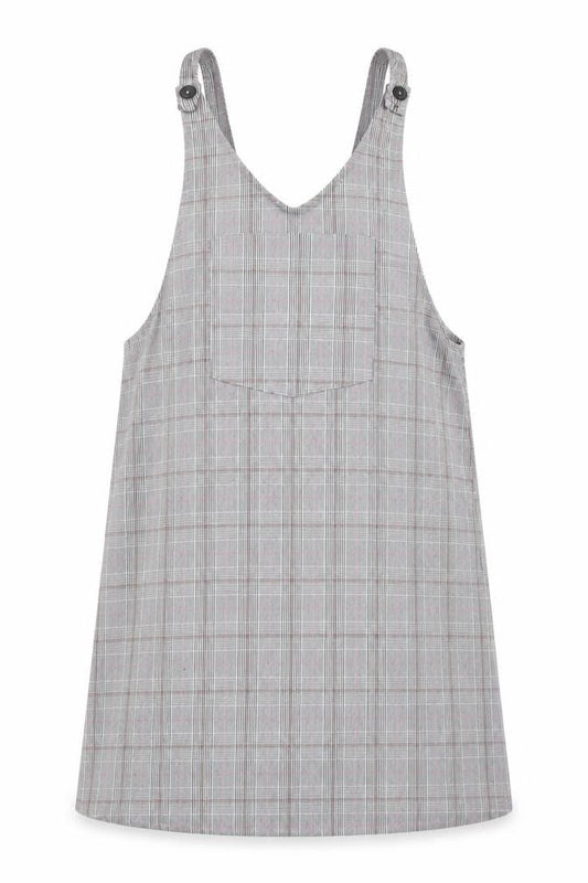 Front view of Pull&Bear Women's Check Pinafore Dress, size 14
