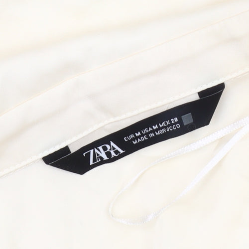 Zara Women's Ivory Shirt Dress, Size 12, Collared, Belted