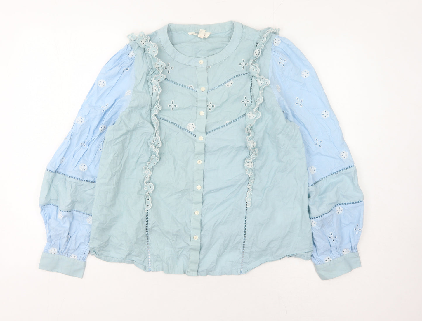 Marks and Spencer Blue Embroidered Blouse Size 12