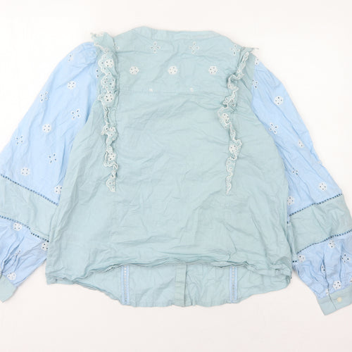 Marks and Spencer Blue Embroidered Blouse Size 12
